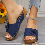 Flower hollow wedge sandals, view 2 - MRSLM