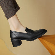 women's leather square heel pumps, view 8 - MRSLM