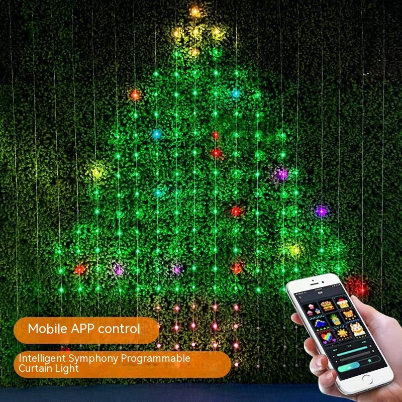 LED curtain string lights with remote, view 4 - MRSLM