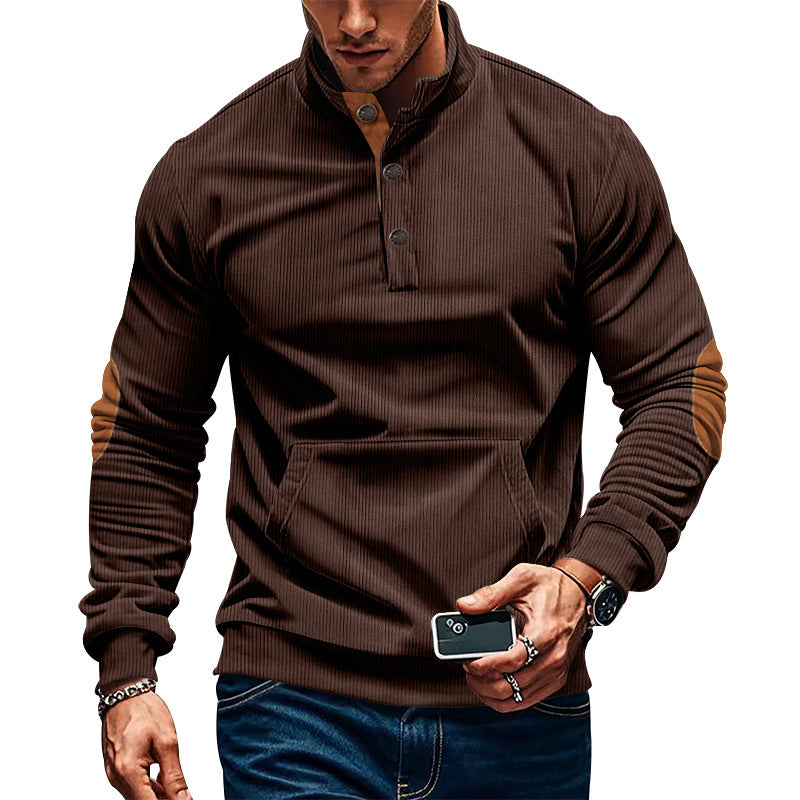Men's corduroy stand collar sweater, view 6 - MRSLM