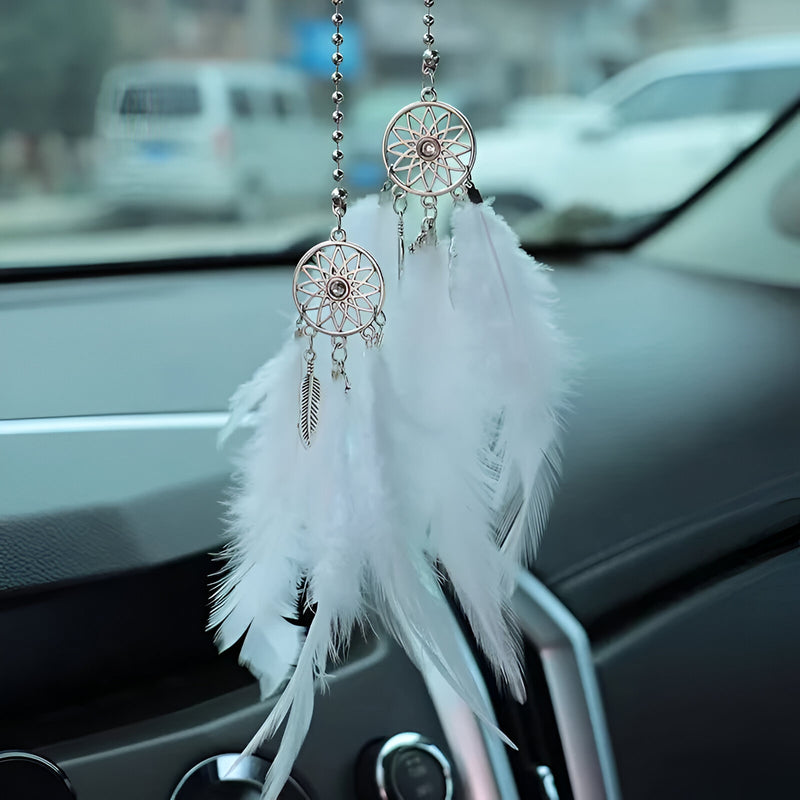 dream catcher car ornament with feather, view 8 - MRSLM