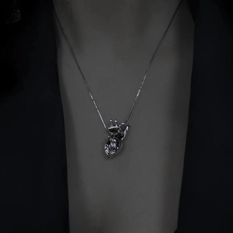 gothic heart necklace and earrings, view 2 - MRSLM