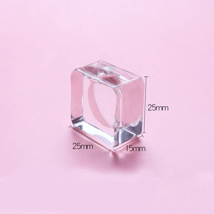 Square Crystal Glass Eyelash Glue Holder - Adhesive Pallet Stand for Makeup