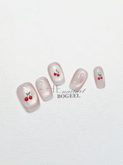 cherry press-on nails, view 3 - MRSLM