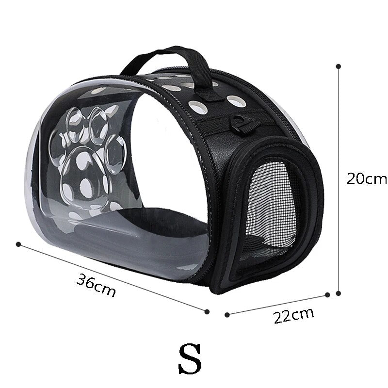 transparent foldable cat carrier bag, view 14 - MRSLM