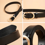 Women's cow leather belt with retro oval buckle, view 8 - MRSLM