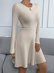 slim fit sunken stripe fleece dress, view 5 - MRSLM