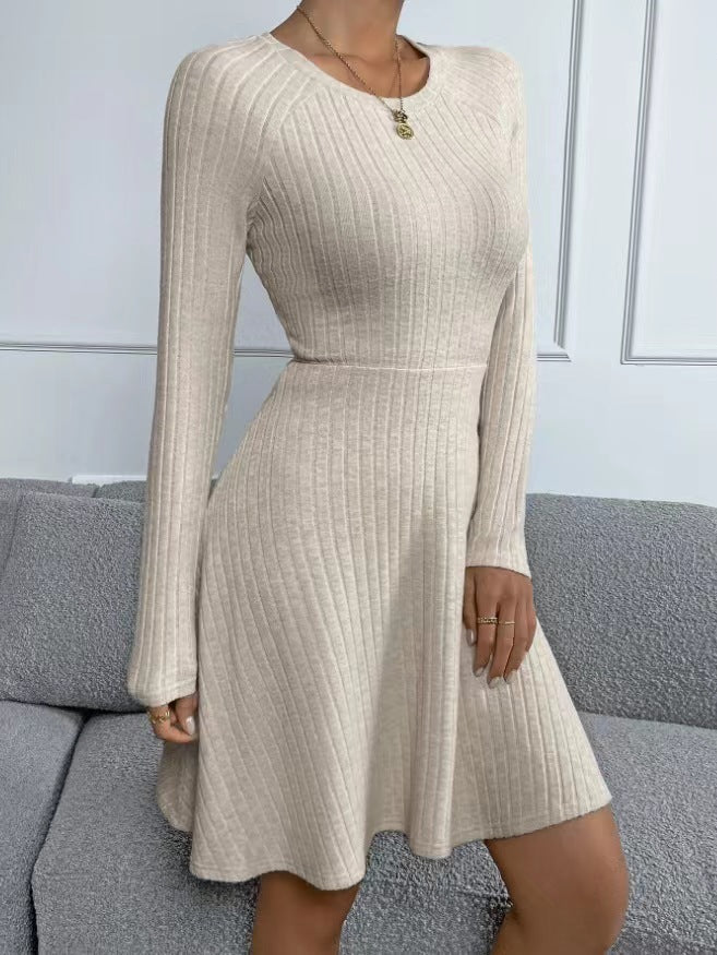 slim fit sunken stripe fleece dress, view 5 - MRSLM