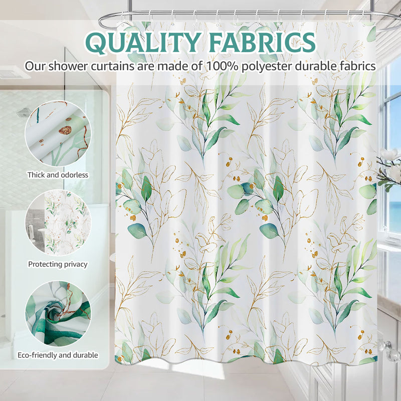 leaf pattern waterproof shower curtain, view 4 - MRSLM