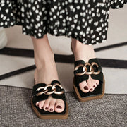 retro slippers with metal buckle, view 7 - MRSLM