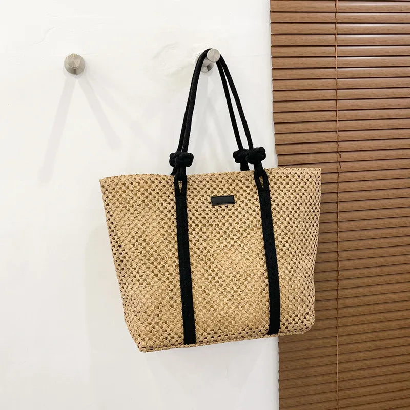 large capacity straw beach tote, view 9 - MRSLM