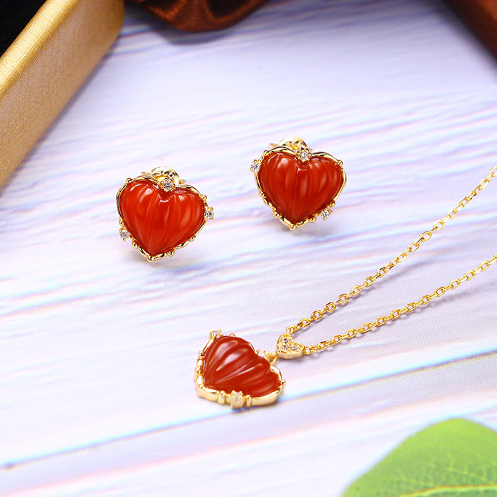 S925 Sterling Silver Red Agate Collar Necklace