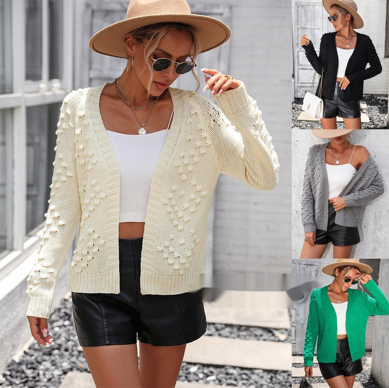 women's textured knit cardigan sweater, view 9 - MRSLM