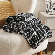 wool-blend knitted plaid blanket, view 2 - MRSLM