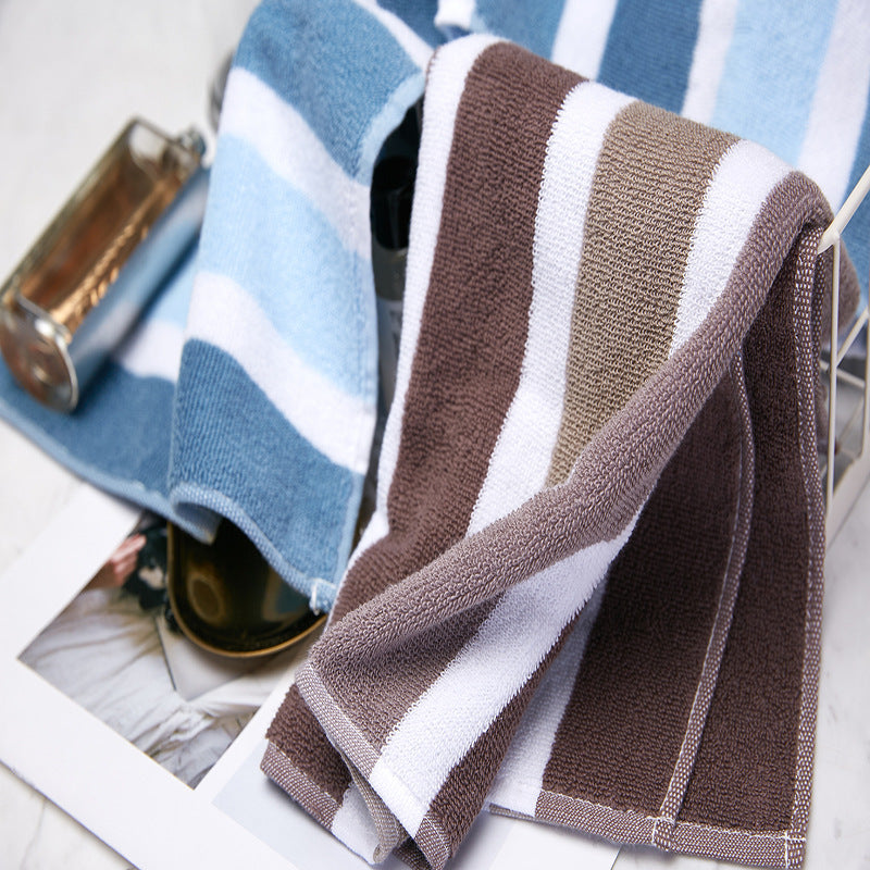 cotton striped bath and face towel, view 5 - MRSLM