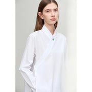 floral stand collar loose blouse, view 3 - MRSLM