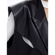 pu leather patchwork waistcoat, view 6 - MRSLM