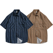 men's seersucker striped shirt, view 4 - MRSLM