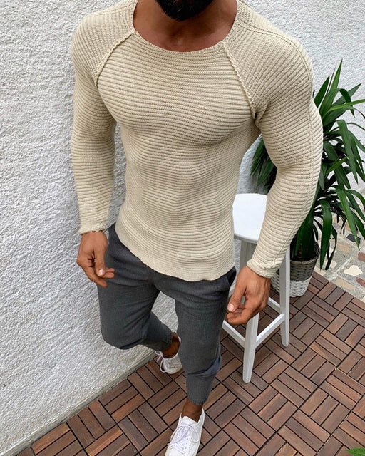 Men's slim-fit crew neck knit sweater, view 2 - MRSLM