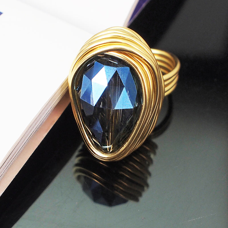 exaggerated crystal ring for women, view 5 - MRSLM