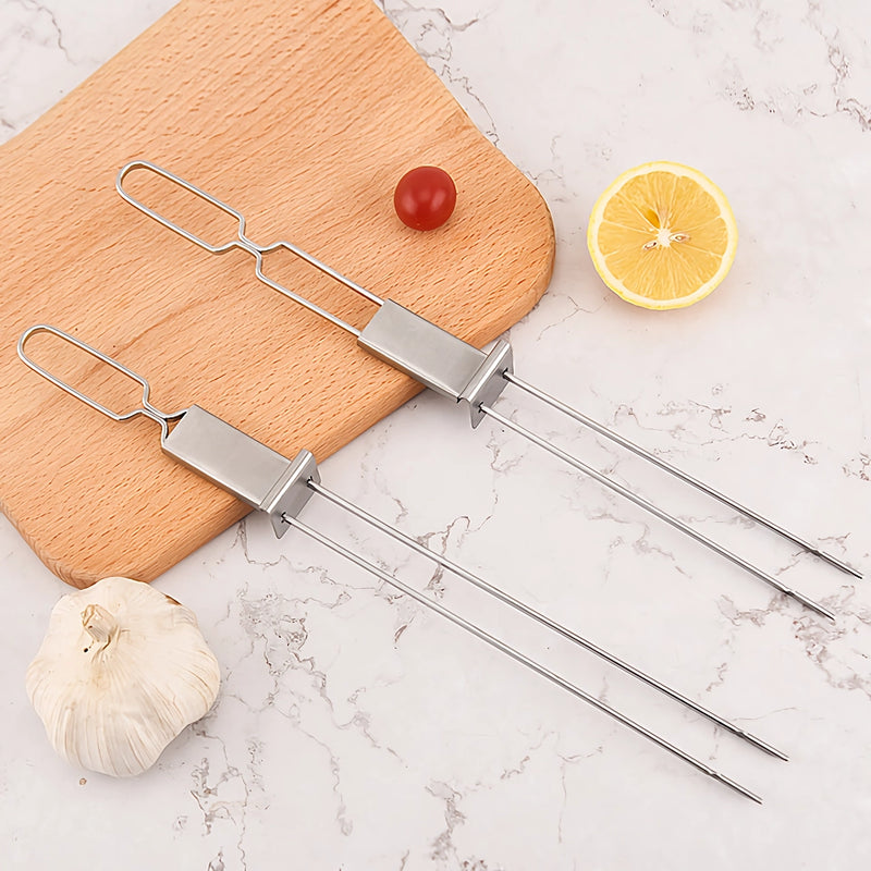 stainless steel semi-automatic bbq grill forks, view 7 - MRSLM