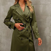 women's double-breasted trench coat, view 3 - MRSLM