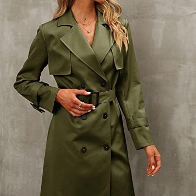 women's double-breasted trench coat, view 3 - MRSLM