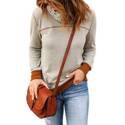 contrast color topstitched pullover sweatshirt, view 4 - MRSLM