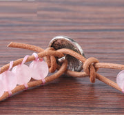 cowhide rope natural crystal bead bracelet, view 3 - MRSLM