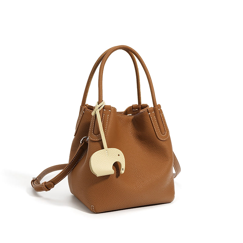 Genuine leather retro bucket bag, view 6 - MRSLM