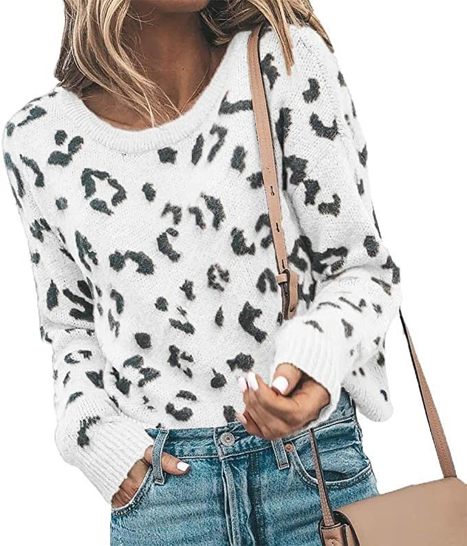 Women's leopard print mohair-blend knit sweater, view 2 - MRSLM