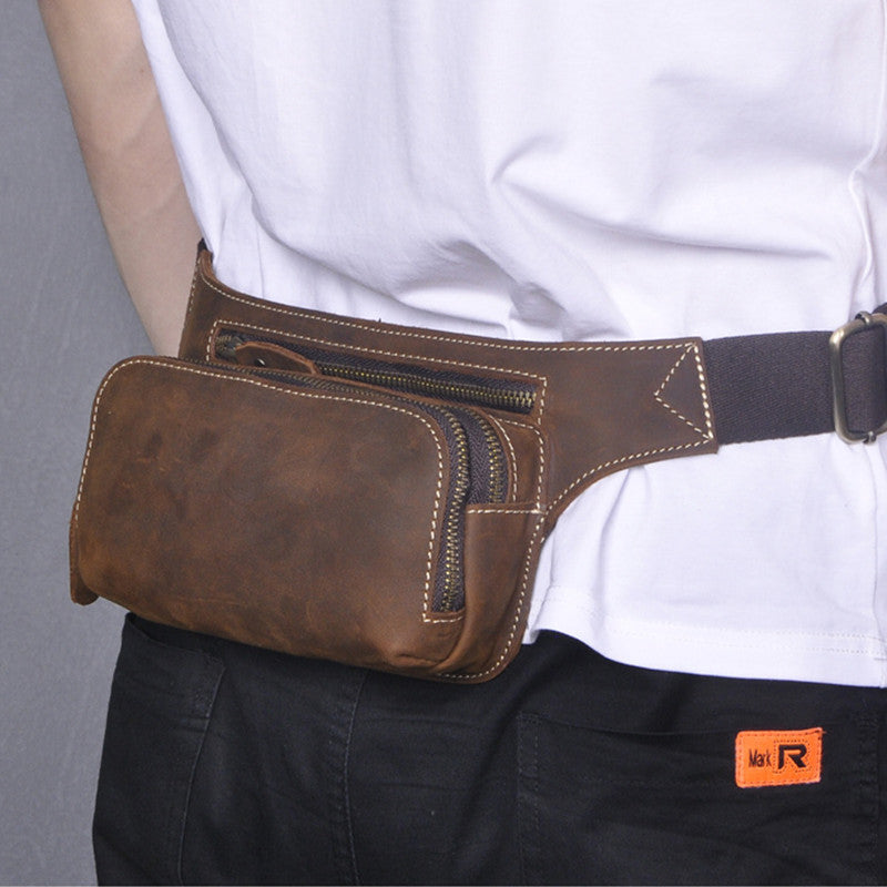 Top layer cowhide men's sports waist bag - MRSLM