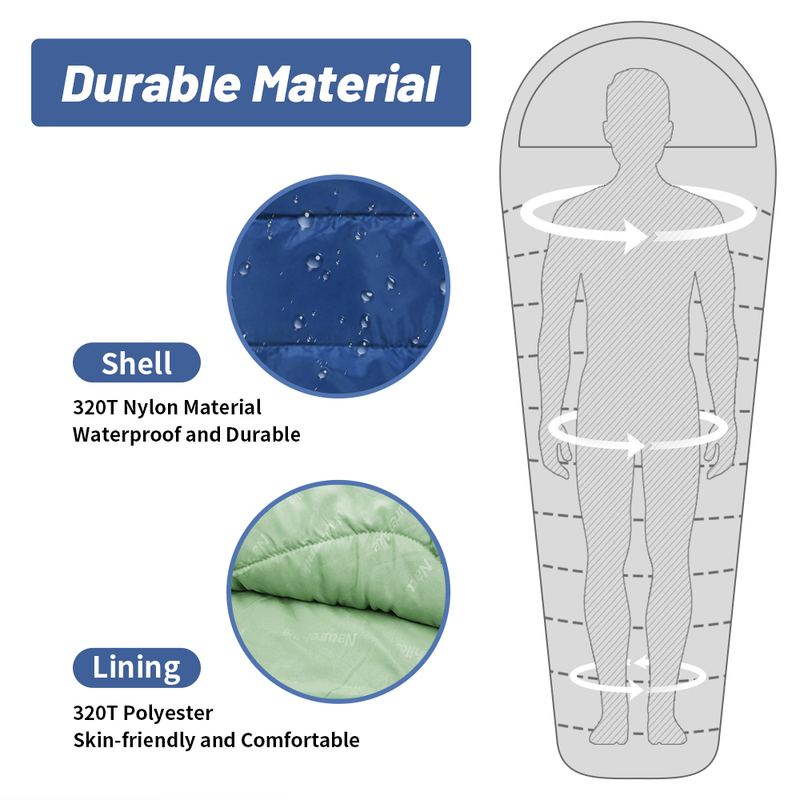 ultralight waterproof mummy camping sleeping bag, view 7 - MRSLM