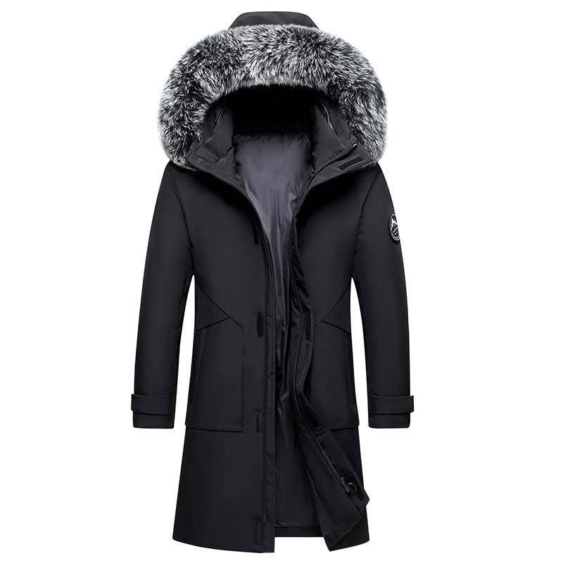 men's hooded mid-length down jacket, view 2 - MRSLM