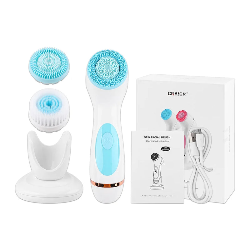 3-in-1 ultrasonic facial cleansing brush, view 2 - MRSLM