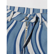 high-waist striped denim trousers, view 7 - MRSLM