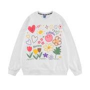 loose floral print cotton sweatshirt for couples, view 3 - MRSLM