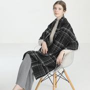 wool pashmina plaid scarf with tassels, view 2 - MRSLM