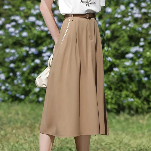 high waist embroidery a-line skirt, view 2 - MRSLM