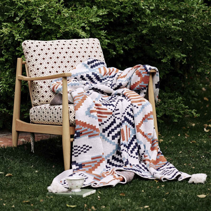 boho geometric thin cotton blanket, view 5 - MRSLM