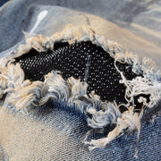 vintage rhinestone splash-ink patch jeans, view 3 - MRSLM
