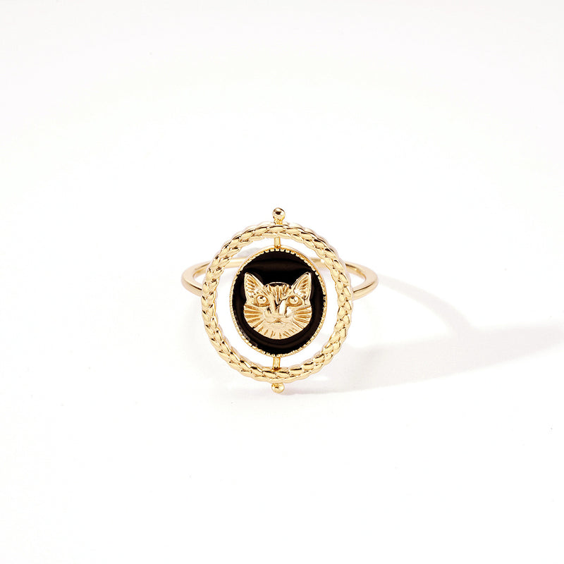 cute cat silver ring, view 4 - MRSLM