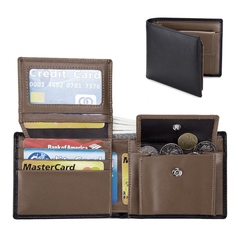 men's short trifold leather wallet, view 10 - MRSLM