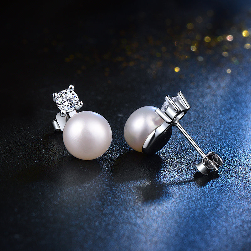 Sterling Silver Pearl Freshwater Stud Earrings Without Piercing