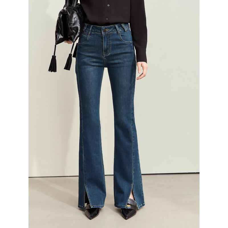 Women's retro slim fit flare jeans, view 2 - MRSLM