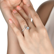 small moissanite geometric silver ring - MRSLM