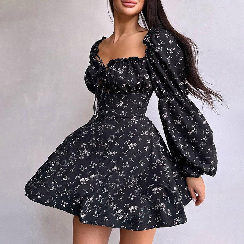 floral long sleeve dress, view 2 - MRSLM