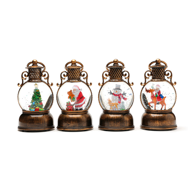 Musical light-up Christmas snow globe lantern, view 4 - MRSLM