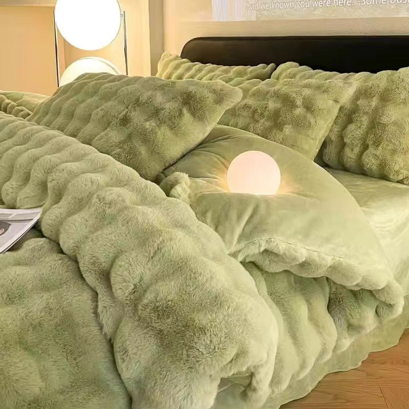 Plush milk fiber four-piece bedding set, view 2 - MRSLM