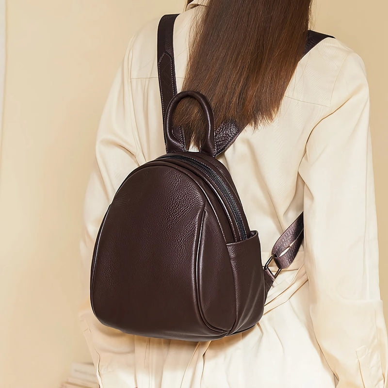 Deep coffee leather backpack for women, view 6 - MRSLM